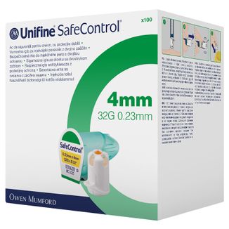 Unifine SafeControl, igły do penów, 32G, 4 mm, 100 sztuk - zdjęcie produktu