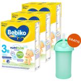 Zestaw Bebiko Junior 3R Nutriflor Expert, odżywcza formuła na bazie mleka z kleikiem ryżowym, powyżej 1 roku, 3 x 600 g + Boon, bidon ze słomką Swig, 265 ml gratis - miniaturka zdjęcia produktu
