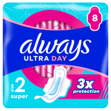 Always Ultra Day, podpaski ze skrzydełkami, Super, 8 sztuk - miniaturka zdjęcia produktu