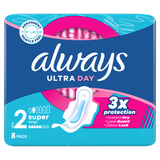Always Ultra Day, podpaski ze skrzydełkami, Super, 8 sztuk - miniaturka zdjęcia produktu