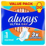 Always Ultra Day, podpaski ze skrzydełkami, Normal, 20 sztuk - miniaturka zdjęcia produktu