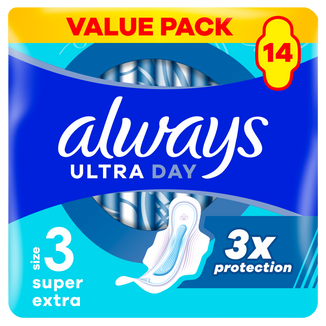 Always Ultra Day, podpaski ze skrzydełkami, Super Extra, 14 sztuk - zdjęcie produktu