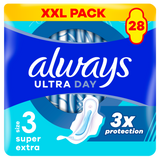 Always Ultra Day, podpaski ze skrzydełkami, Super Extra, 28 sztuk - miniaturka zdjęcia produktu