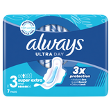 Always Ultra Day, podpaski ze skrzydełkami, Super Extra, 7 sztuk - miniaturka zdjęcia produktu