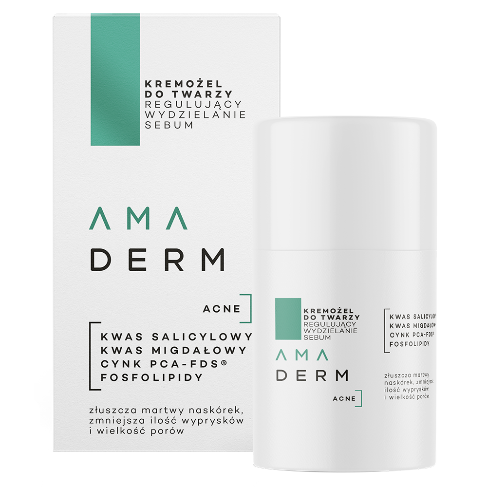 Amaderm Amaderm Acne, kremożel do twarzy regulujący wydzielanie sebum, 50 ml — Składniki i ocena