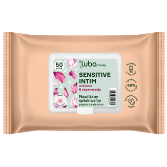 Luba Eco Family, nawilżany papier toaletowy, sensitive intim, 50 sztuk - zdjęcie produktu