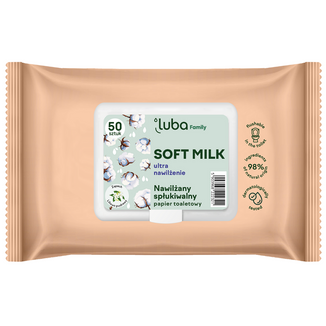 Luba Eco Family, nawilżany papier toaletowy, soft milk, 50 sztuk - zdjęcie produktu