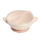 BabyOno, miseczka z przyssawką i łyżeczką, kremowo-różowa, od 6 miesiąca, 300 ml - miniaturka zdjęcia produktu