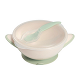 BabyOno, miseczka z przyssawką i łyżeczką, kremowo-szałwiowa, od 6 miesiąca, 300 ml - miniaturka zdjęcia produktu