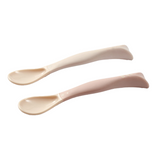 BabyOno, elastyczne łyżeczki silikonowe, beżowa i różowa, od 6 miesiąca, 2 sztuki - miniaturka zdjęcia produktu