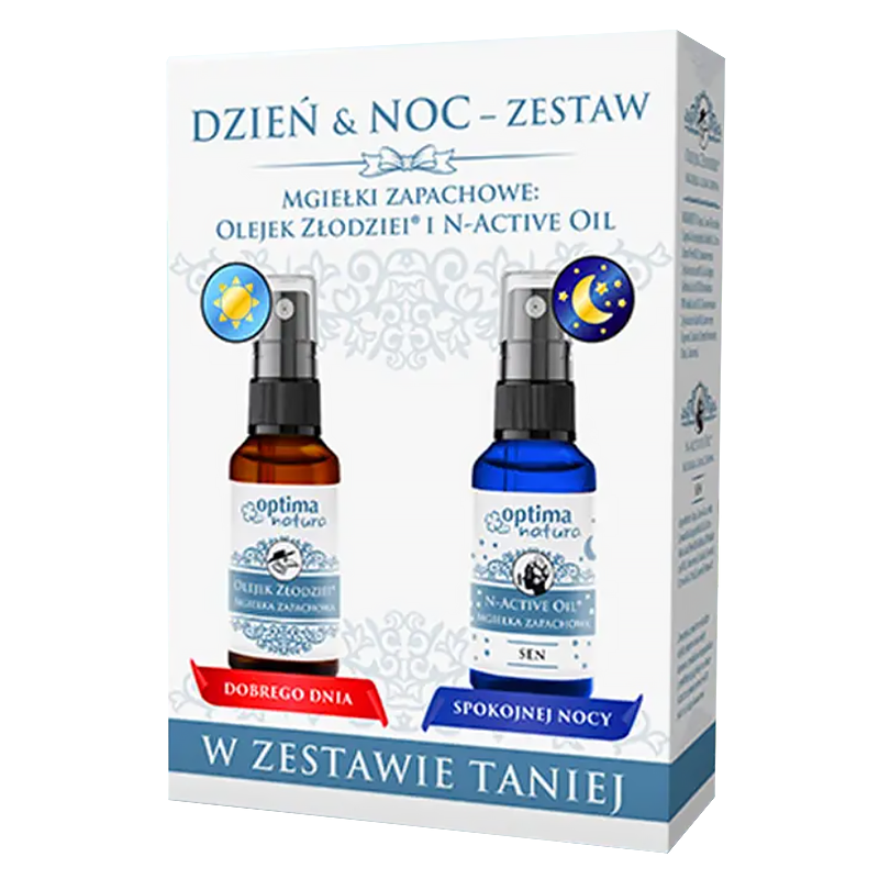 Nieznana Zestaw Optima Natura Dzień & Noc, olejek złodziei, mgiełka zapachowa, 50 ml + N-Active Oil Sen, mgiełka zapachowa, 50 ml