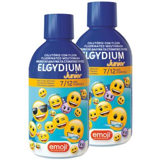 Zestaw Elgydium Junior Emoji, płyn do płukania jamy ustnej dla dzieci, 7-12 lat, 2 x 500 ml - zdjęcie produktu