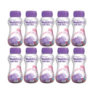 Zestaw NutriKid Multi Fibre, preparat odżywczy dla dzieci powyżej 1 roku, smak truskawkowy, 10 x 200 ml - zdjęcie produktu