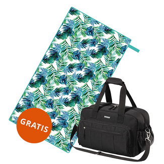 BabyOno, torba podróżna dla mamy, czarna + szybkoschnący ręcznik, 90 x 170 cm, 1 sztuka gratis - zdjęcie produktu