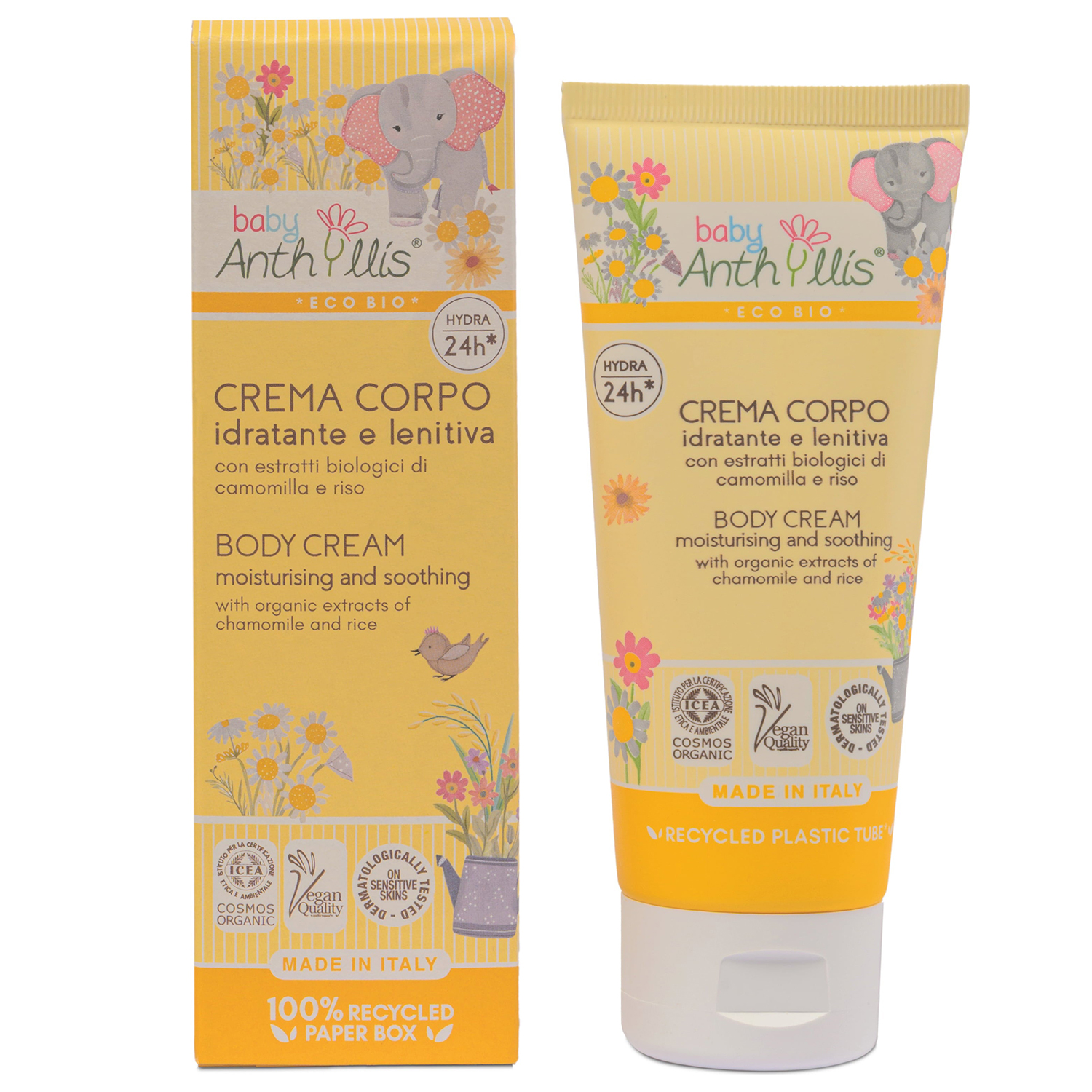 Anthyllis Baby Anthyllis Baby, nawilżająco-łagodzący krem do ciała dla dzieci, z ekologicznym rumiankiem i ryżem, od 1 miesiąca, 100 ml — Inhaltsstoffe und Bewertung