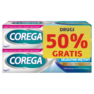 Corega Super Mocny, krem mocujący do protez zębowych, delikatnie miętowy, 2 x 40 g USZKODZONE OPAKOWANIE - zdjęcie produktu