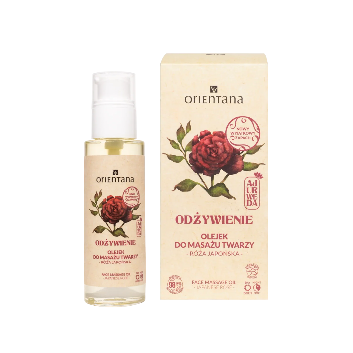 Nieznana Orientana Odżywienie, olejek do masażu twarzy, róża japońska, 30 ml