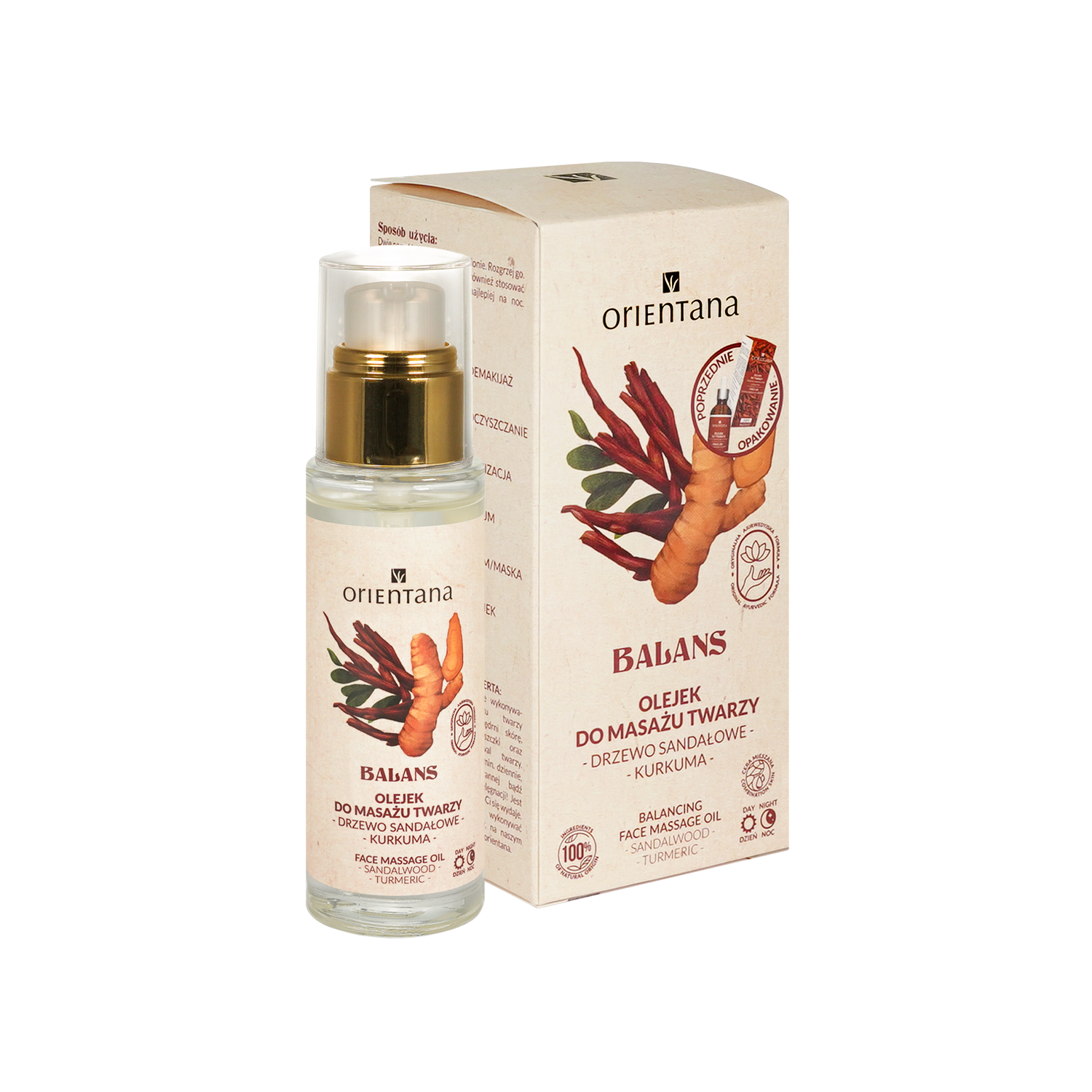 Nieznana Orientana Balans, olejek do masażu twarzy, drzewo sandałowe i kurkuma, 30 ml — Składniki i ocena