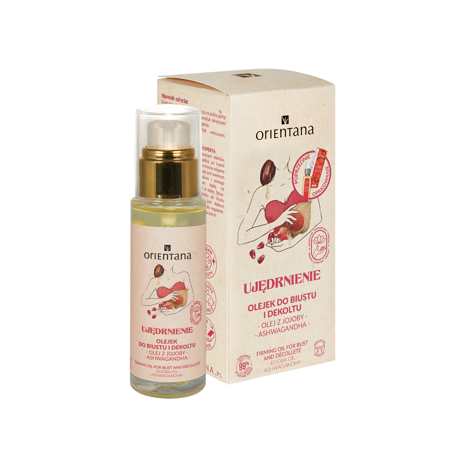 Nieznana Orientana Ujędrnienie, olejek do biustu i dekoltu, olej z jojoby i ashwagandha, 30 ml — Składniki i ocena