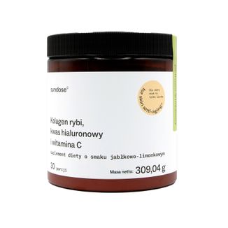 Sundose For Skin Anti-Aging, kolagen rybi, kwas hialuronowy i witamina C, smak jabłkowo-limonkowy, 309,04 g - zdjęcie produktu