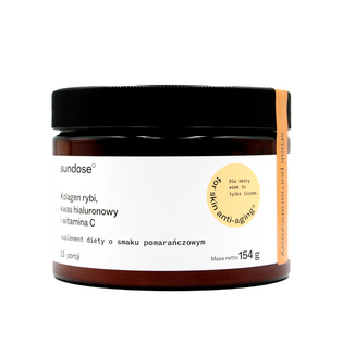 Sundose For Skin Anti-Aging, kolagen rybi, kwas hialuronowy i witamina C, smak pomarańczowy, 154 g - zdjęcie produktu