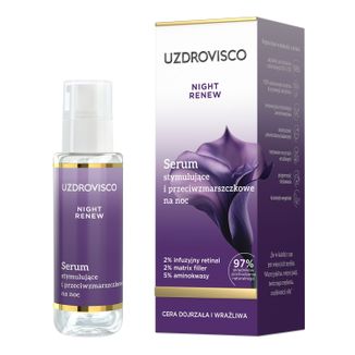 Uzdrovisco Night Renew, serum stymulujące i przeciwzmarszczkowe na noc, 30 ml - zdjęcie produktu