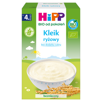 HiPP Kleik ryżowy Bio, bezmleczny, bezglutenowy, bez dodatku cukru, po 4 miesiącu, 200 g - zdjęcie produktu