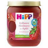 HiPP BIO od pokoleń, jabłka z truskawkami i malinami, od 5 miesiąca, 160 g - miniaturka zdjęcia produktu