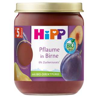 HiPP BIO od pokoleń, gruszki ze śliwkami, od 5 miesiąca, 160 g - zdjęcie produktu