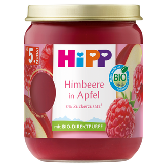 HiPP BIO od pokoleń, jabłka z malinami, od 5 miesiąca, 160 g - zdjęcie produktu