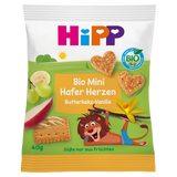 HiPP Serduszka owsiane Bio, ciasteczka maślane, wanilia, od 3 lat, 40 g - miniaturka zdjęcia produktu