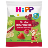 HiPP Serduszka owsiane Bio, ciasteczka owocowo-zbożowe, truskawki-maliny, od 3 lat, 40 g - miniaturka zdjęcia produktu