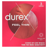Durex Feel Thin, prezerwatywy, cienkie, 3 sztuki - miniaturka zdjęcia produktu