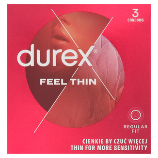 Durex Feel Thin, prezerwatywy, cienkie, 3 sztuki - zdjęcie produktu