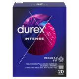 Durex Intense, prezerwatywy z żelem stymulującym, prążkowane z wypustkami, 20 sztuk - miniaturka zdjęcia produktu