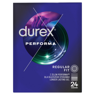 Durex Performa, prezerwatywy z lubrykantem przedłużającym stosunek, 24 sztuki - zdjęcie produktu