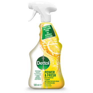 Dettol Power&Fresh, wielofunkcyjny spray antybakteryjny do powierzchni, cytryna, 500 ml Dettol Power&Fresh, wielofunkcyjny spray antybakteryjny do powierzchni, cytryna, 500 ml - zdjęcie produktu