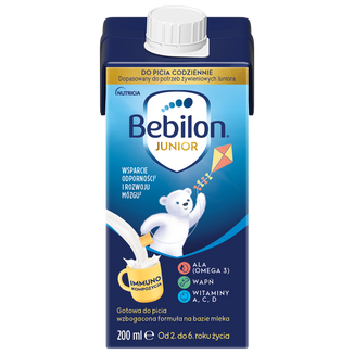 Bebilon Junior do picia, wzbogacona formuła na bazie mleka dla dzieci 2-6 lat, 200 ml - zdjęcie produktu