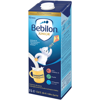 Bebilon Junior do picia, wzbogacona formuła na bazie mleka dla dzieci 2-6 lat, 1 l Bebilon Junior do picia, wzbogacona formuła na bazie mleka dla dzieci 2-6 lat, 1 l - zdjęcie produktu