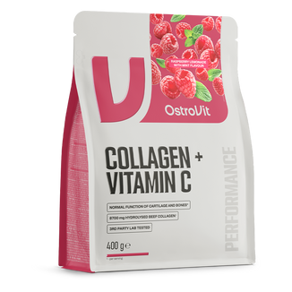 OstroVit Kolagen + Witamina C, smak lemoniady malinowej z miętą, 400 g - zdjęcie produktu