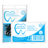 Zestaw Testeo, wykałaczki z nicią dentystyczną, czarne, 50 sztuk + szczoteczki międzyzębowe, żółte, 0,7 mm, 10 sztuk - miniaturka zdjęcia produktu