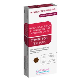 Domowe Laboratorium Combo Fob Plus, test do wykrywania hemoglobiny i transferyny w kale, 1 sztuka USZKODZONE OPAKOWANIE - zdjęcie produktu
