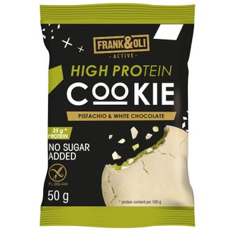 Frank&Oli High Protein, miękkie ciasteczko proteinowe, pistacja i biała czekolada, 50 g - zdjęcie produktu