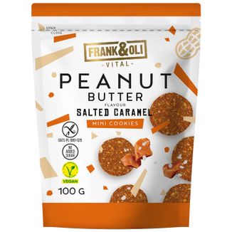 Frank&Oli Peanut Butter, mini ciasteczka, słony karmel, 100 g KRÓTKA DATA Frank&Oli Peanut Butter, mini ciasteczka, słony karmel, 100 g KRÓTKA DATA - zdjęcie produktu