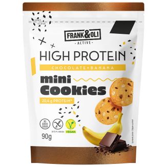 Frank&Oli High Protein, mini ciasteczka, czekolada i banan, 90 g Frank&Oli High Protein, mini ciasteczka, czekolada i banan, 90 g - zdjęcie produktu