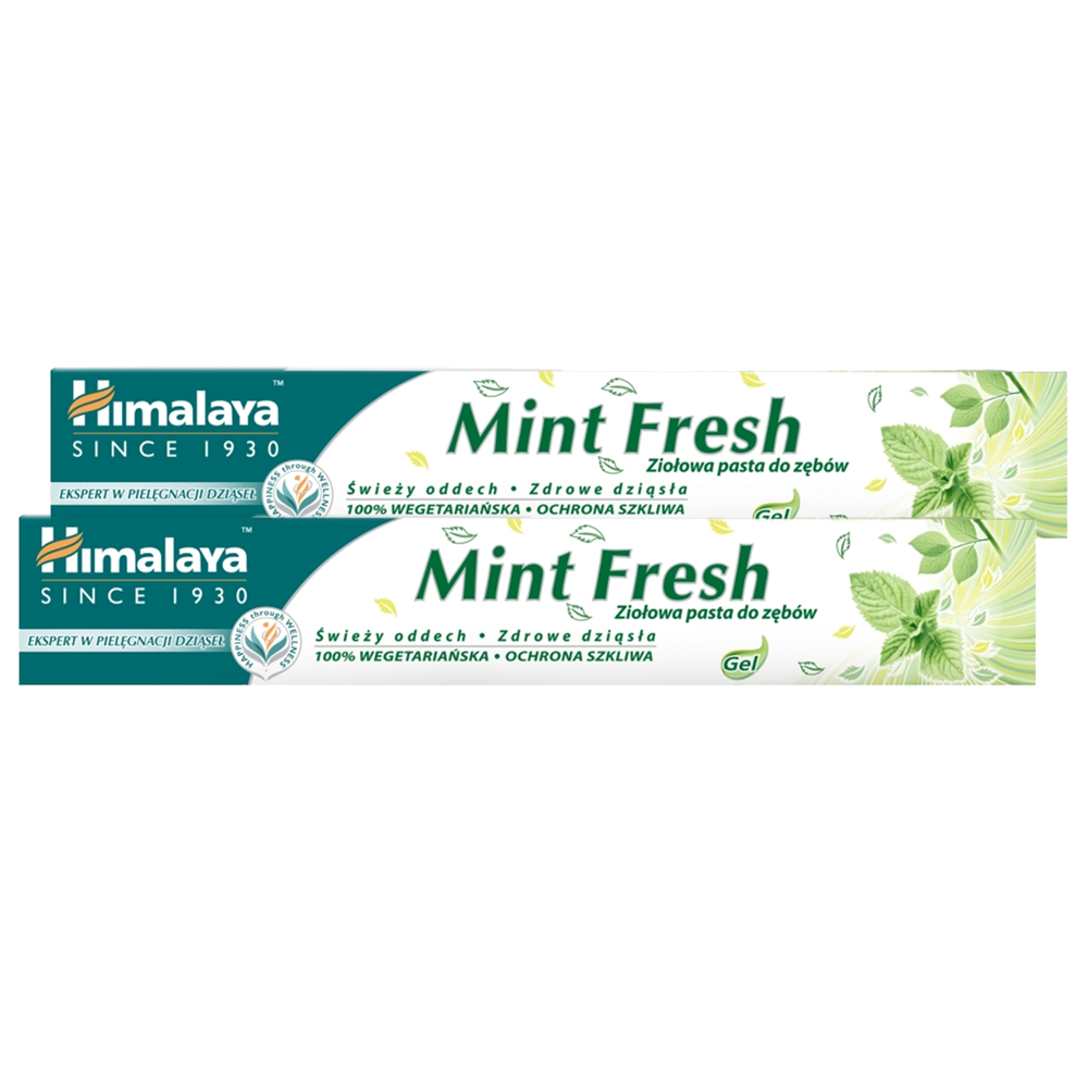 Nieznana Zestaw Himalaya Mint Fresh, ziołowa pasta do zębów w żelu, odświeżająca oddech, 2 x 75 ml