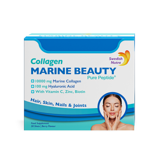Swedish Nutra Marine Collagen Beauty Pure Peptide Shots 10000 mg, smak jagodowy, 30 sztuk - zdjęcie produktu