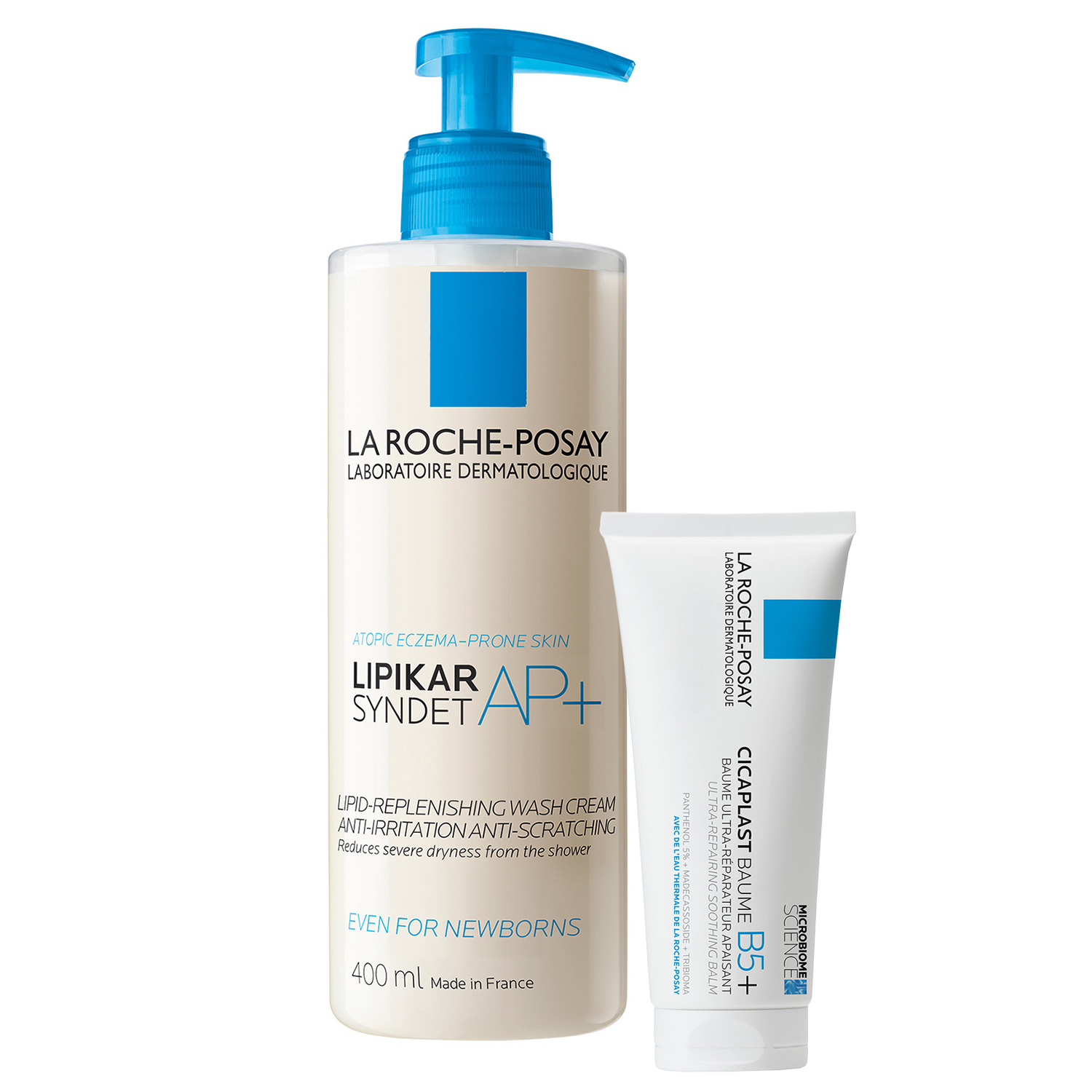 La Roche Posay Zestaw La Roche-Posay Cicaplast Baume B5+, kojący balsam regenerujący, 100 ml + Lipikar Syndet AP+, krem myjący do ciała, od urodzenia, 400 ml
