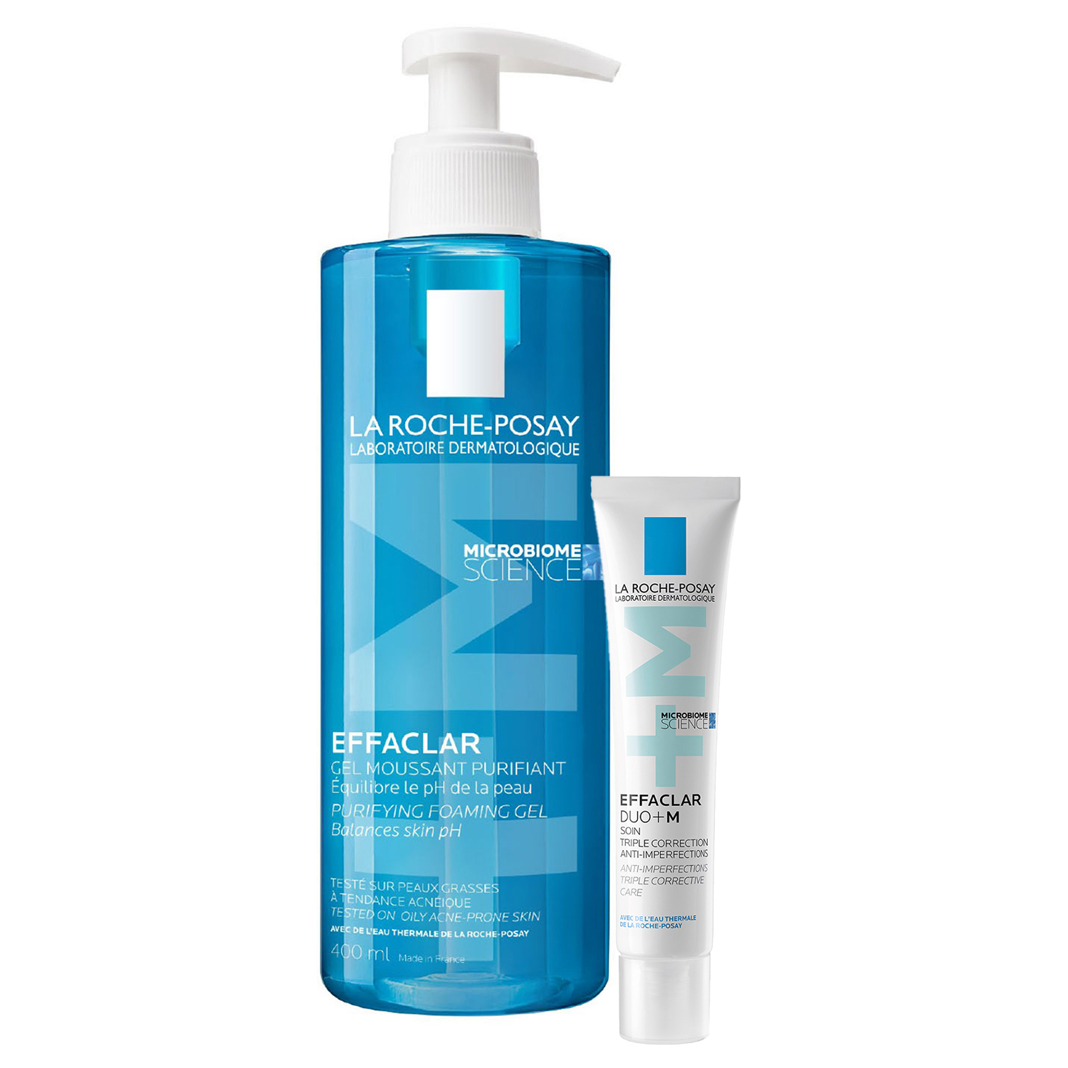 La Roche Posay Set La Roche-Posay Effaclar, Gel reinigend für fettige Haut und empfindlich, 400 ml + DUO+M, feuchtigkeitsspendend Creme für die Haut zu Akne neigend, 40 ml — Inhaltsstoffe und Bewertung