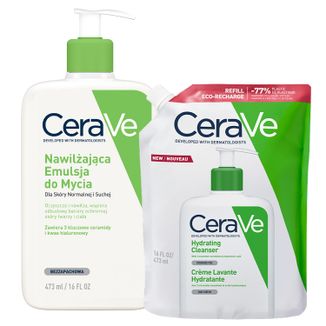 Zestaw CeraVe, emulsja nawilżająca do mycia, skóra normalna i sucha, 473 ml + zapas, 473 ml - zdjęcie produktu